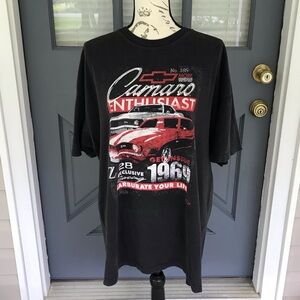 Men’s GM Camaro Sports Car Black Graphic 100% Cotton T-shirt Size 2XL
